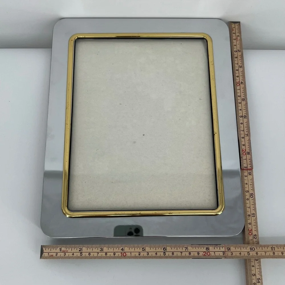 Vintage Picture Frame Chrome Gold Rim Mixed Metal Regency Art Deco Silver 8x10
